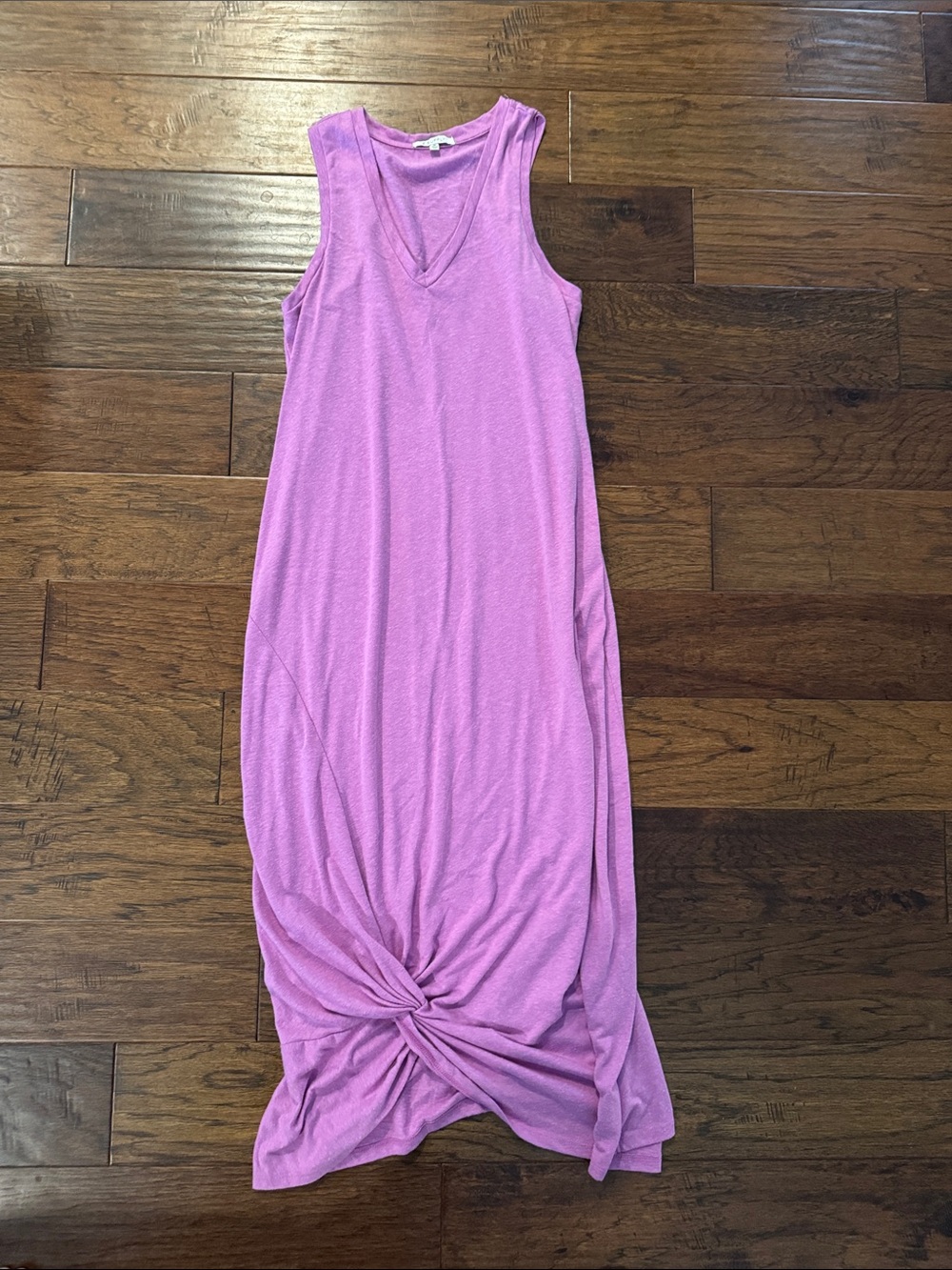 Sleeveless Z Supply V-Neck Knot Hem Maxi Dress - pink/lavender